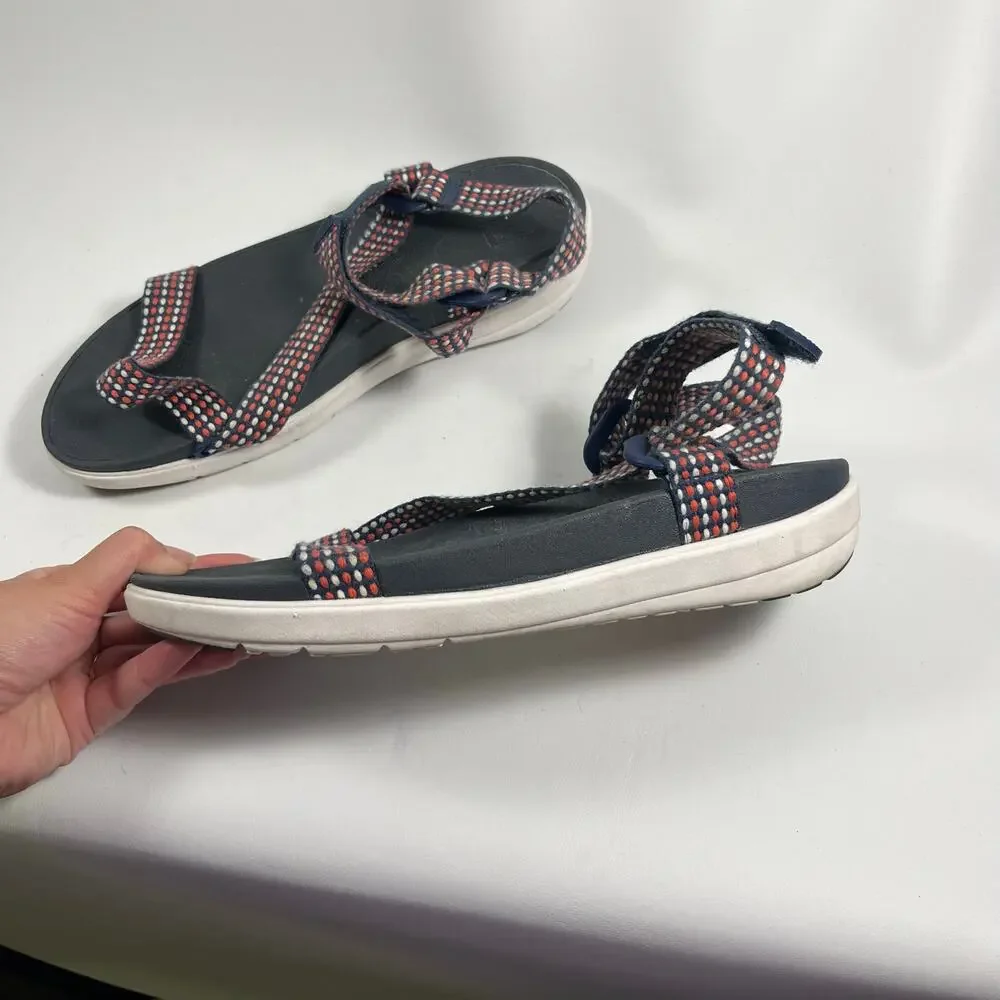 Fitflop Z Strap Sandals 9 Comfort Casual Blue Red Summer Classic Beach